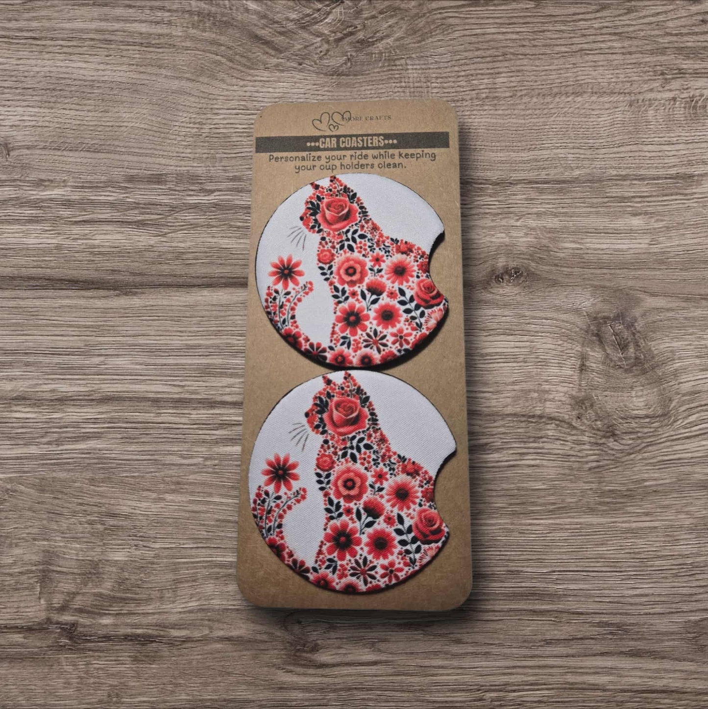 Car Coasters - Floral Feline