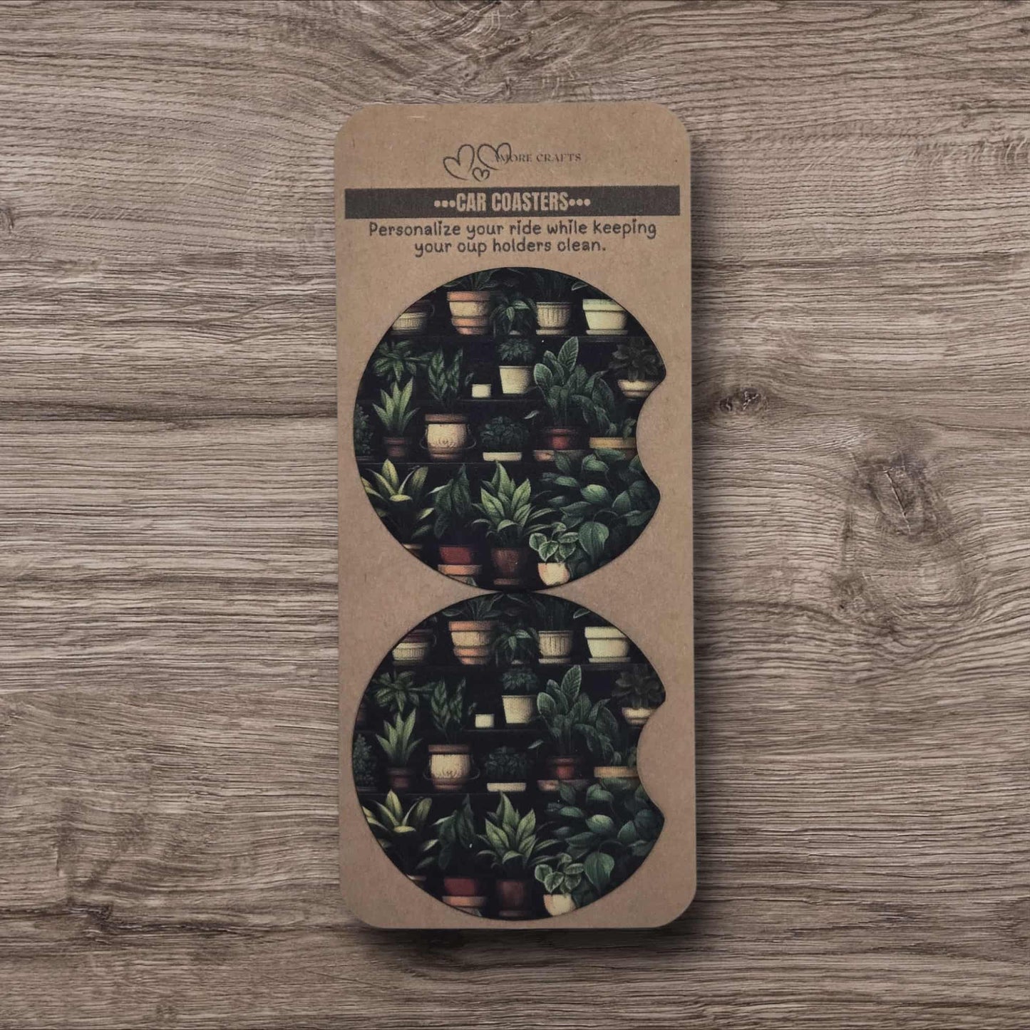 Car Coasters - Fresh Potted Greenery