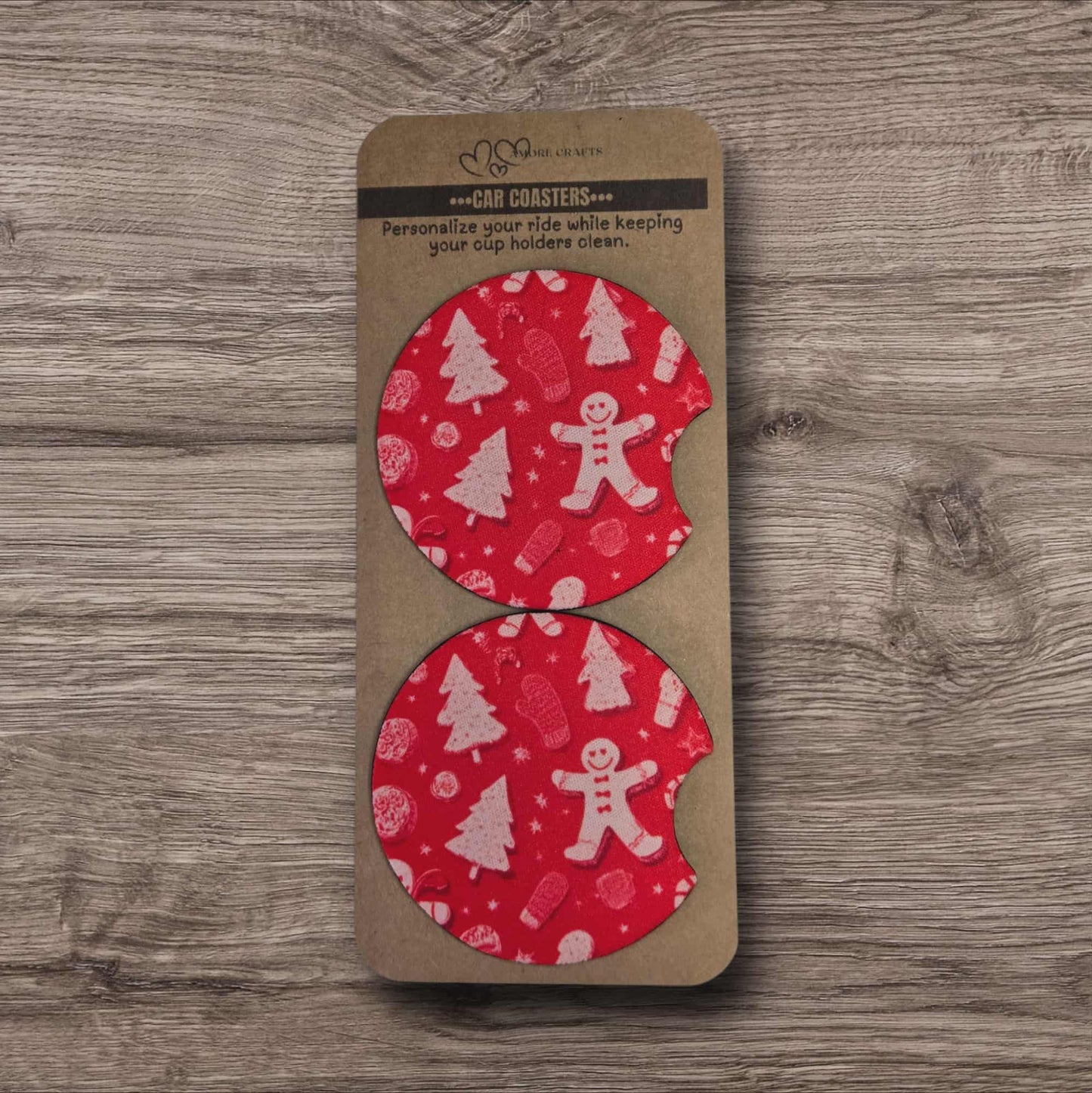 Car Coasters - Christmas Gingerbread & Pine Trees