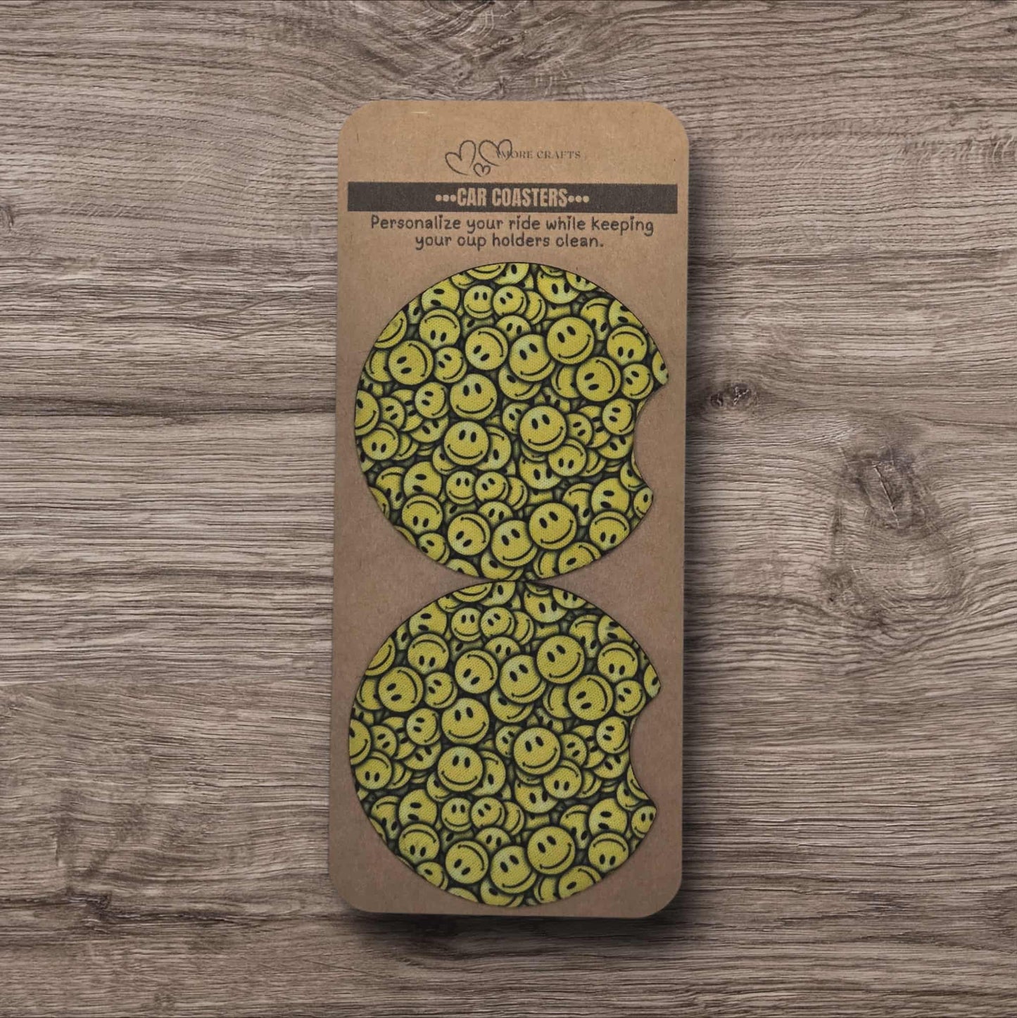 Car Coasters - Yellow Smiley Faces