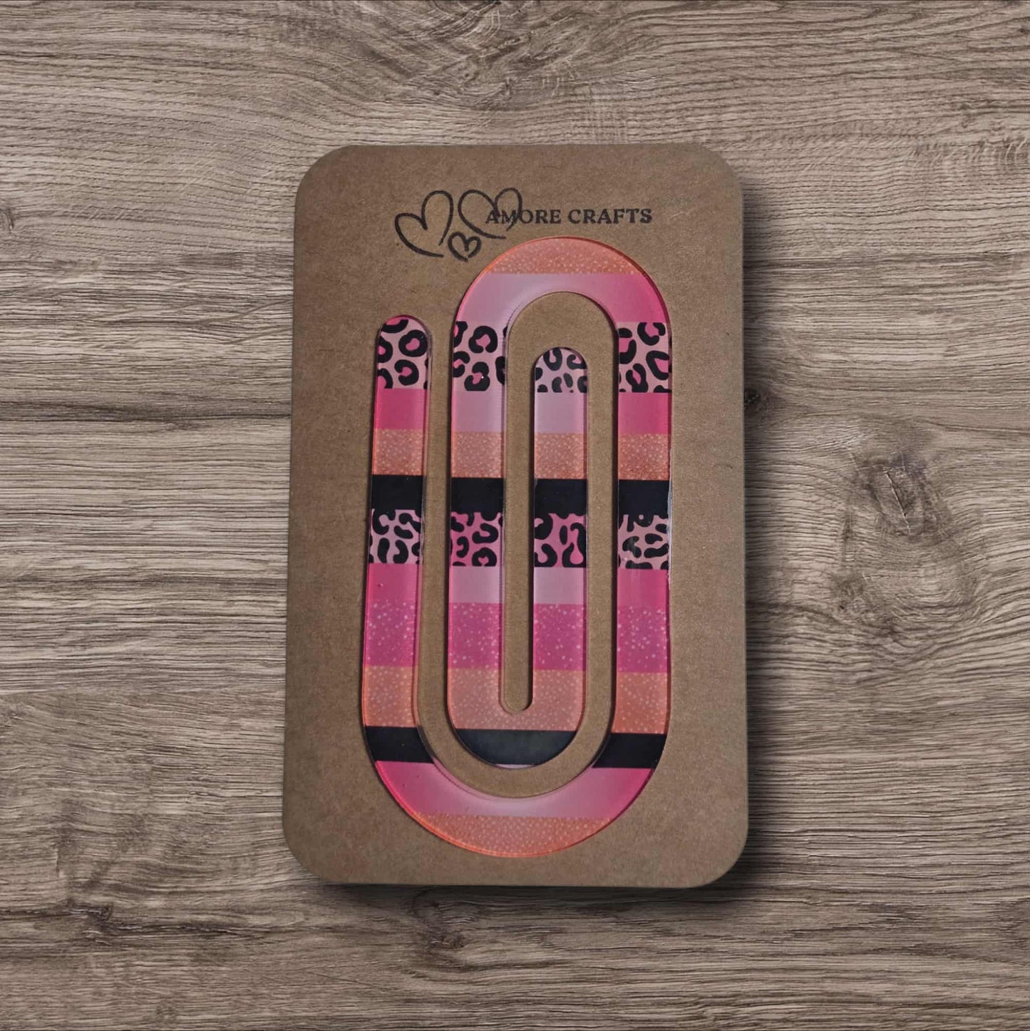 Quirky Paperclip - Pink Leopard Stripes