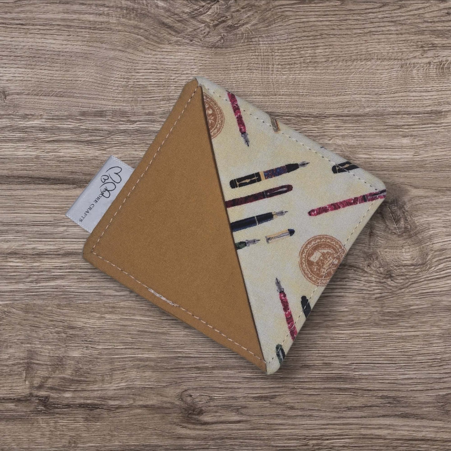 Fabric Corner Bookmark - Designer Pens, Light Yellow