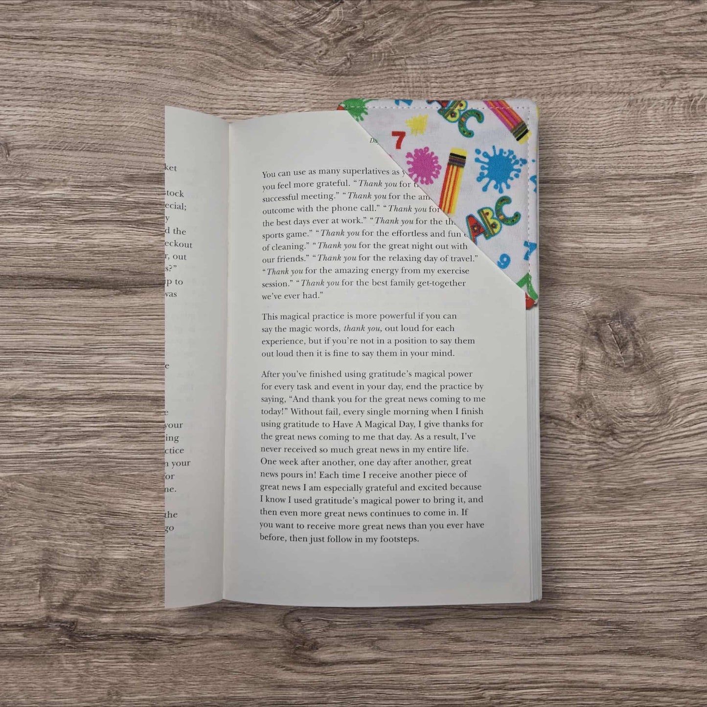 Corner Fabric Bookmark - ABC, Orange