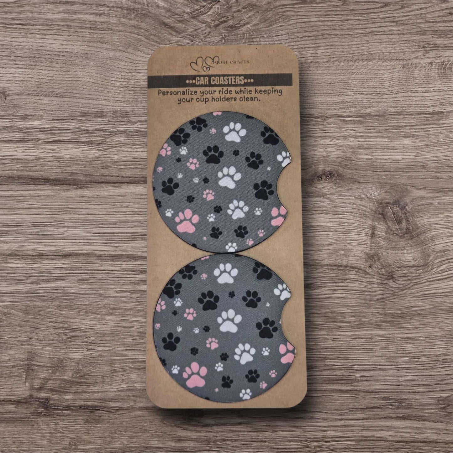 Car Coasters - Paws on Gray