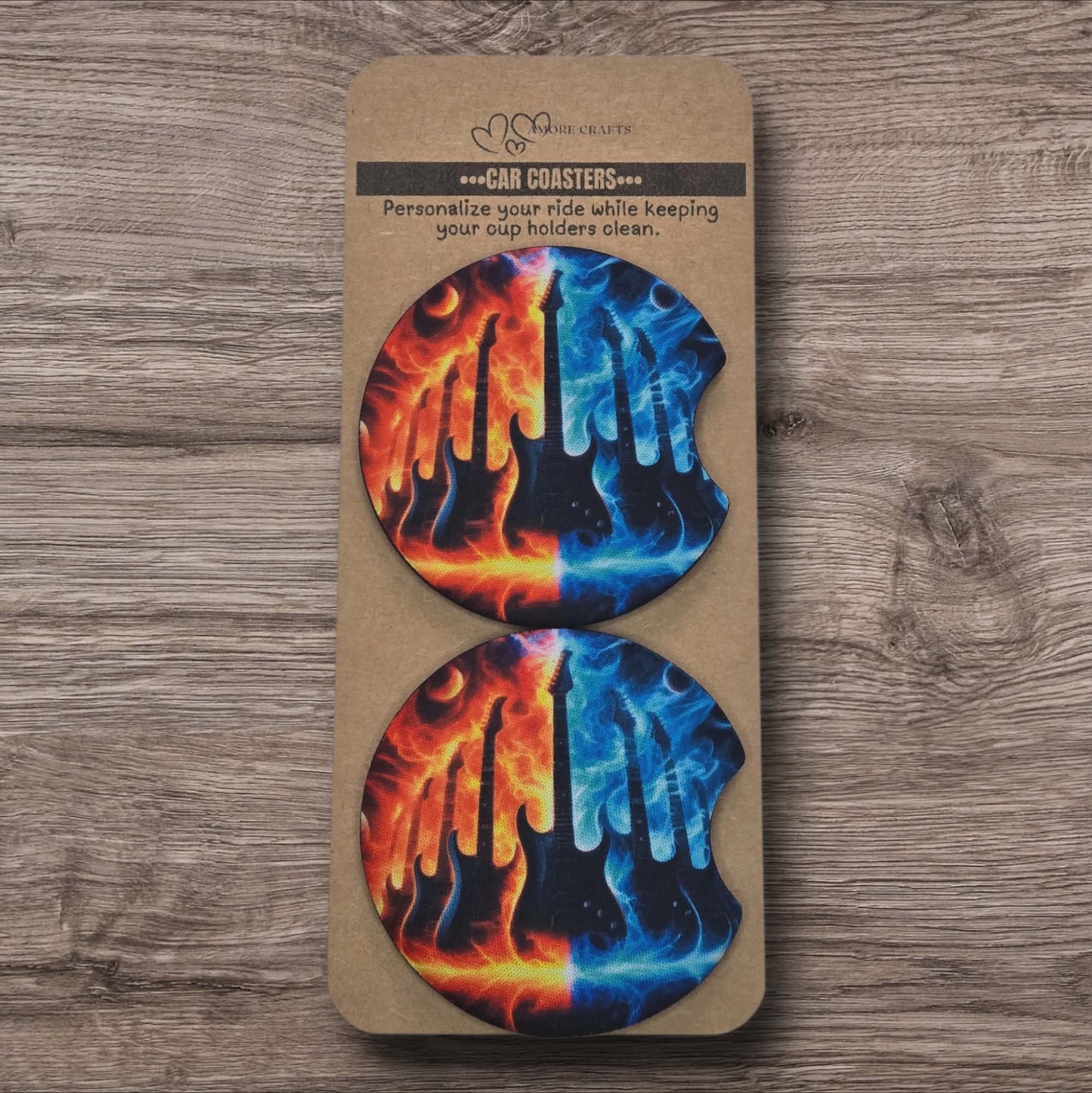 Car Coasters - Fire-struck Guitars
