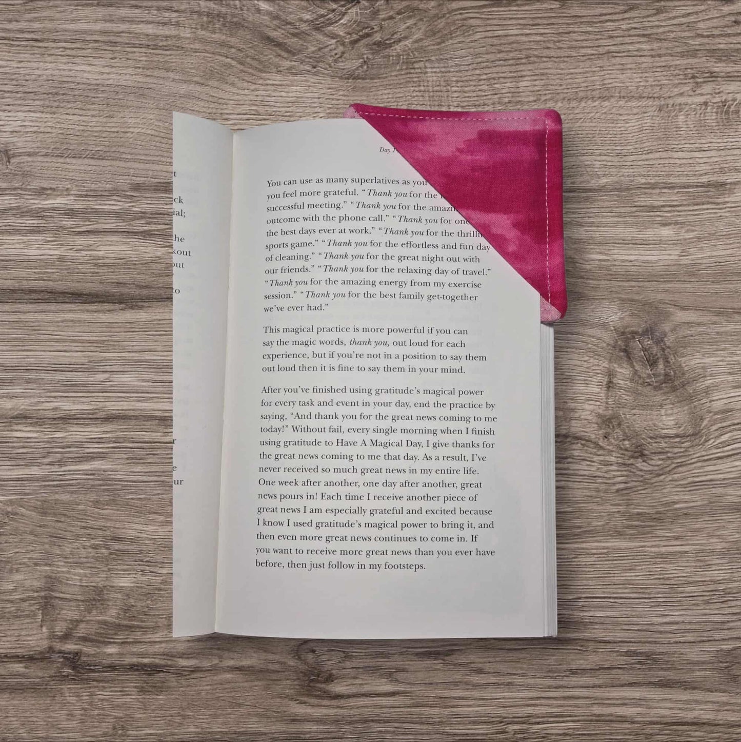 Corner Fabric Bookmark - Pink Stripes