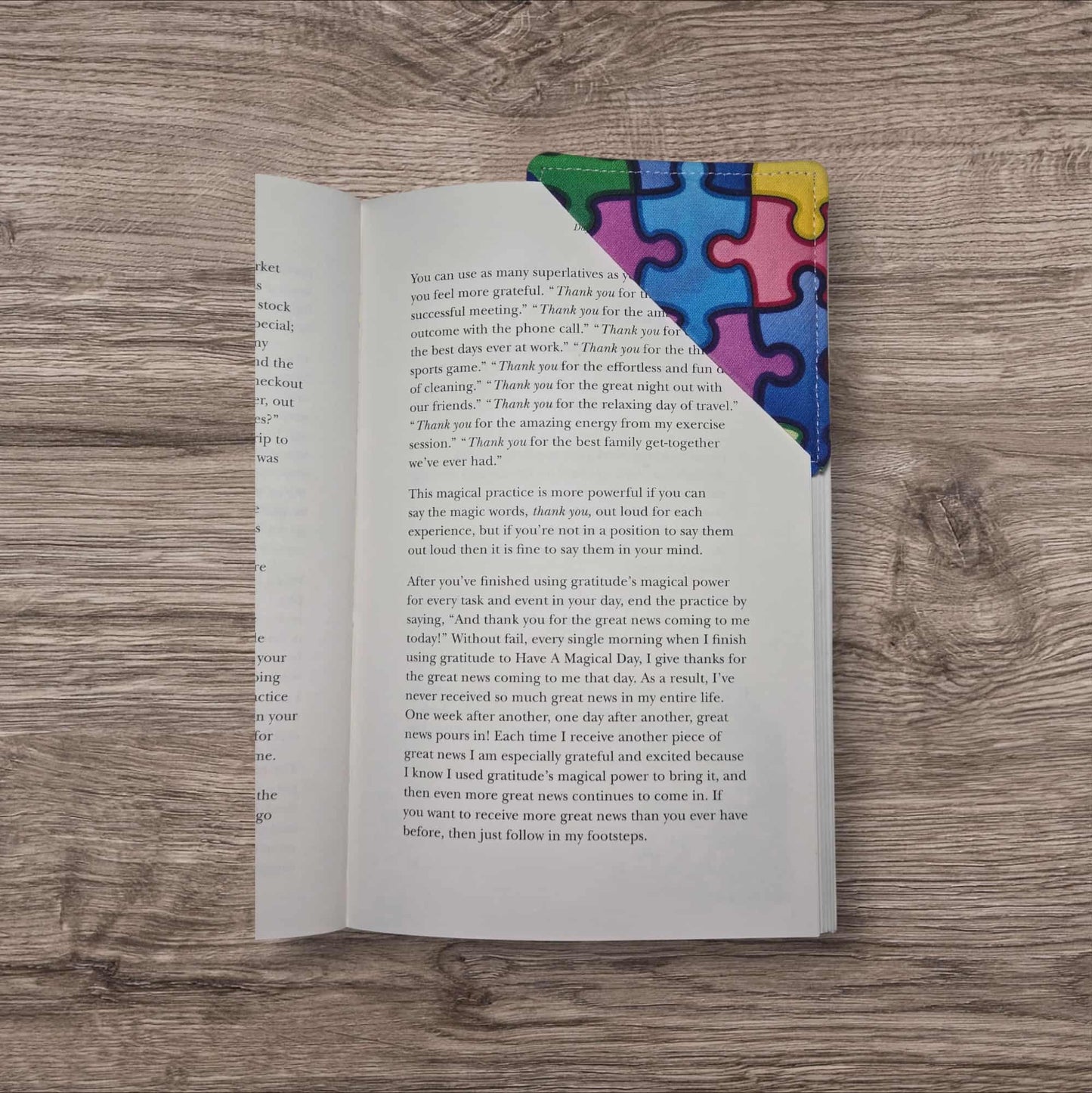 Corner Fabric Bookmark - Puzzle, Blue