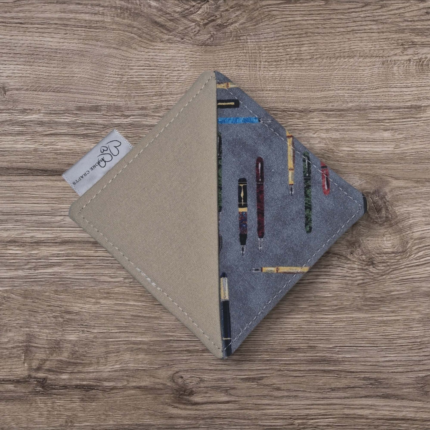 Fabric Corner Bookmark - Designer Pen, Blue-Gray