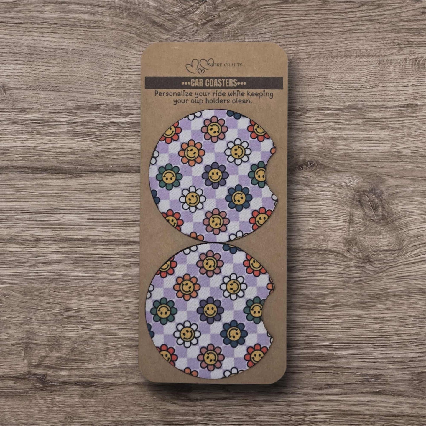 Car Coasters - Smiling Flowers