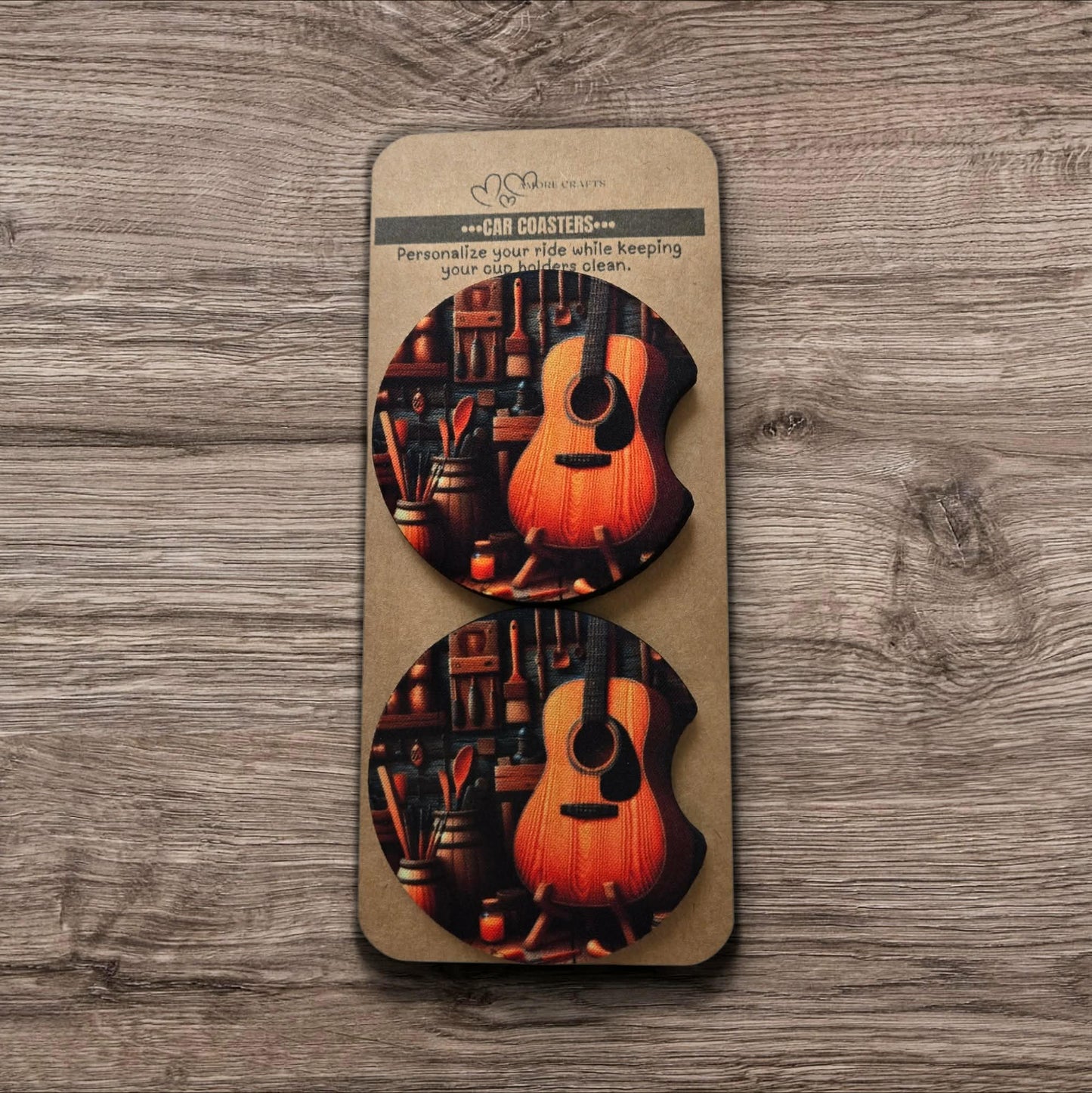 Car Coasters - Rustic Guitar