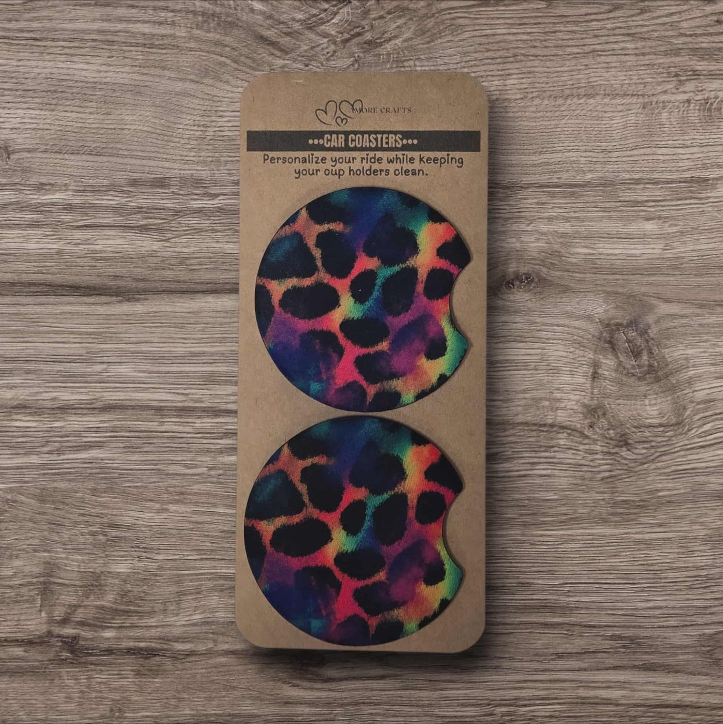 Car Coasters - Bright Leopard Splash