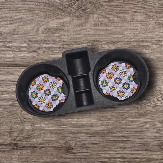 Car Coasters - Smiling Flowers
