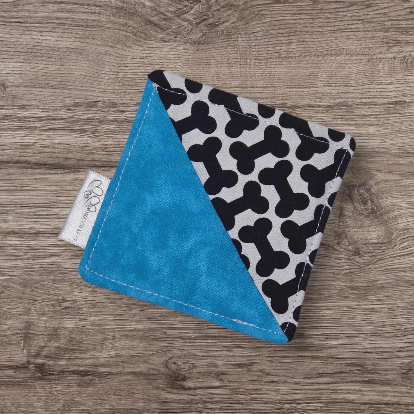 Corner Fabric Bookmark - Dog Bones, Blue