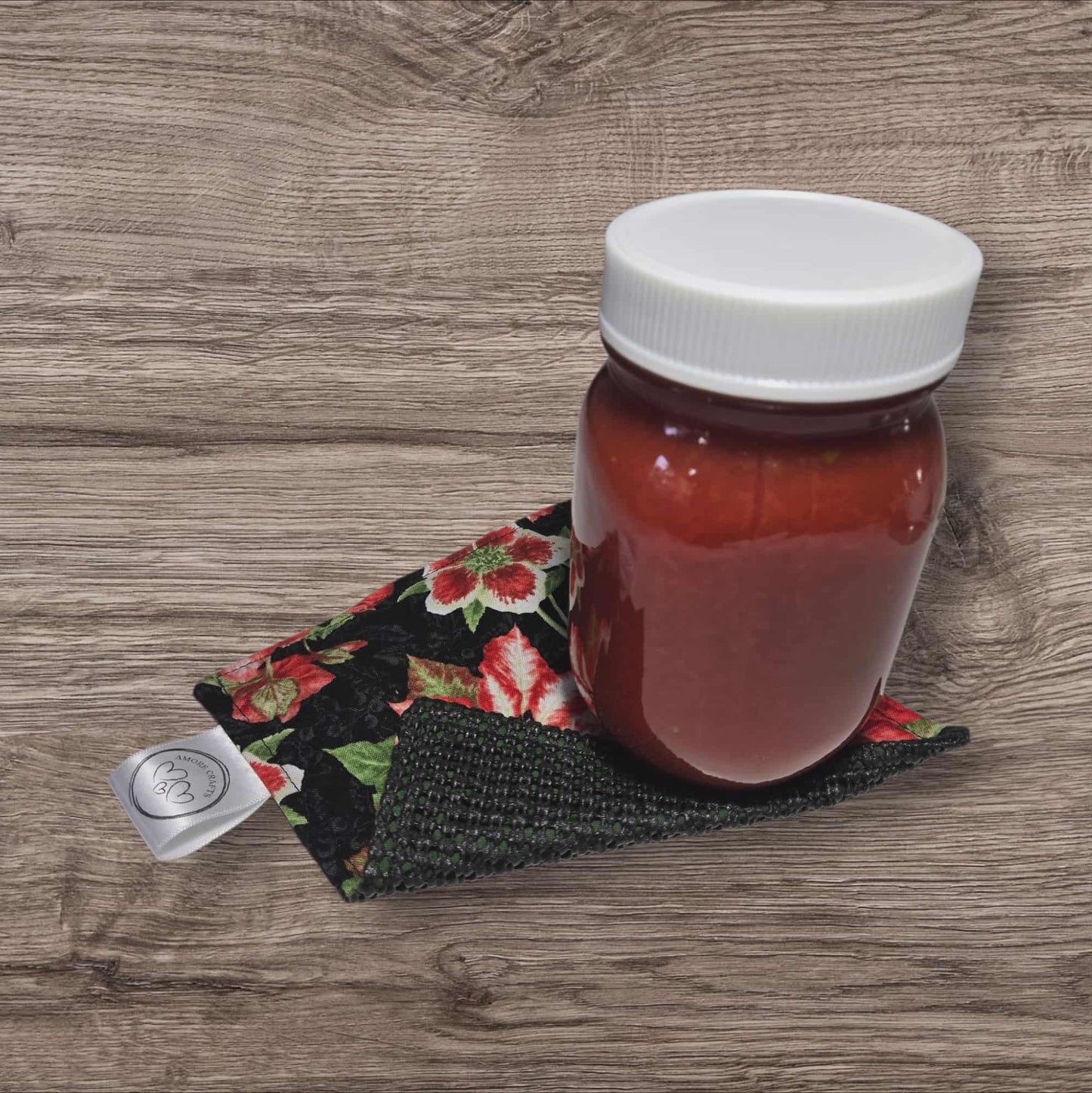 Jar Opener - Christmas Poinsettias on Black