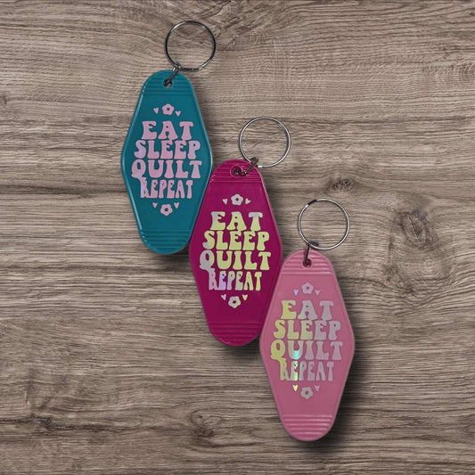 Sassy Motel Keychain - Eat Sleep Quilt Repeat