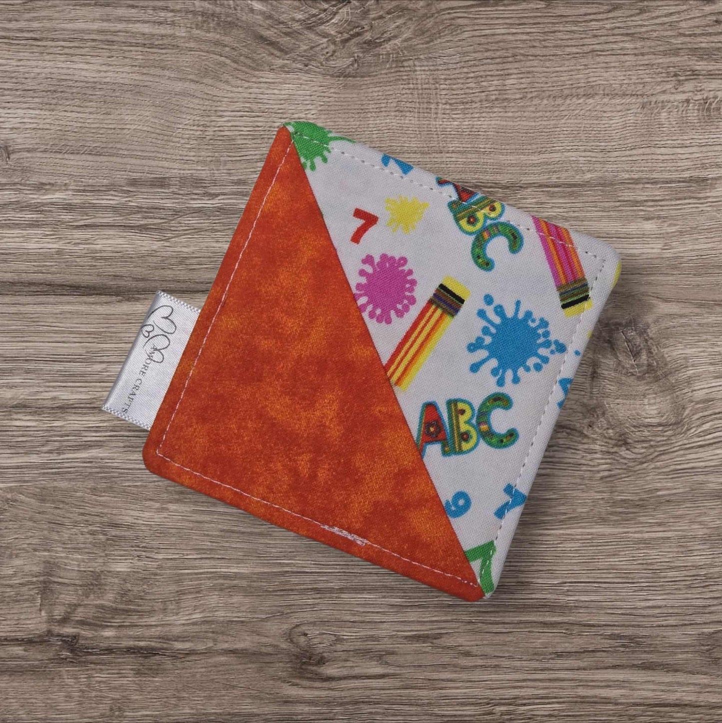 Corner Fabric Bookmark - ABC, Orange