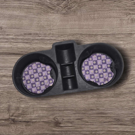 Car Coasters - Purple Checkered