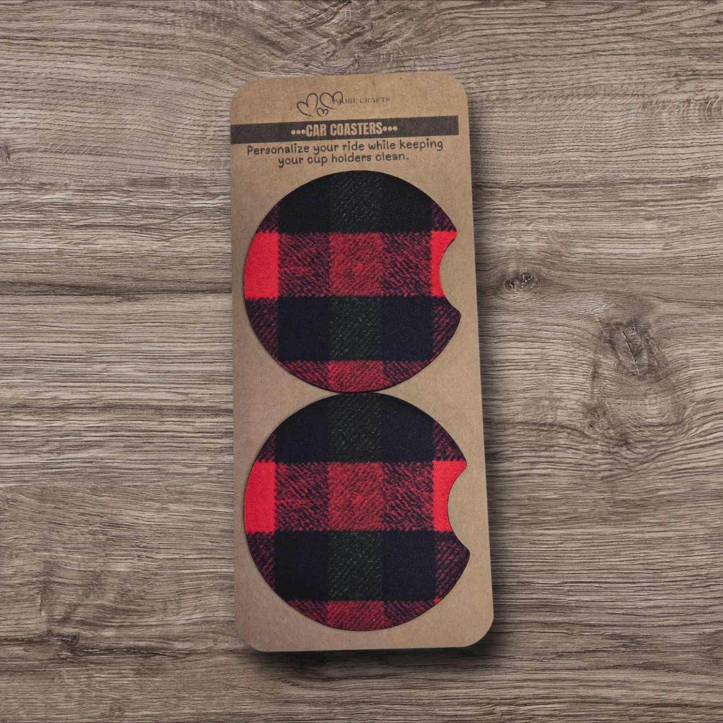 Car Coasters - Christmas Red & Green Buffalo Plaid