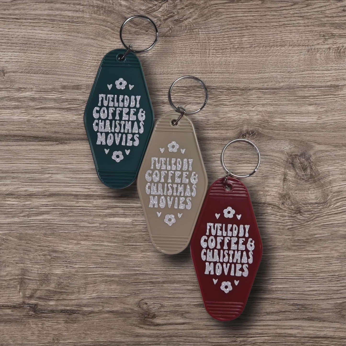 Sassy Motel Keychain - Fueled by Coffee & Christmas Movies