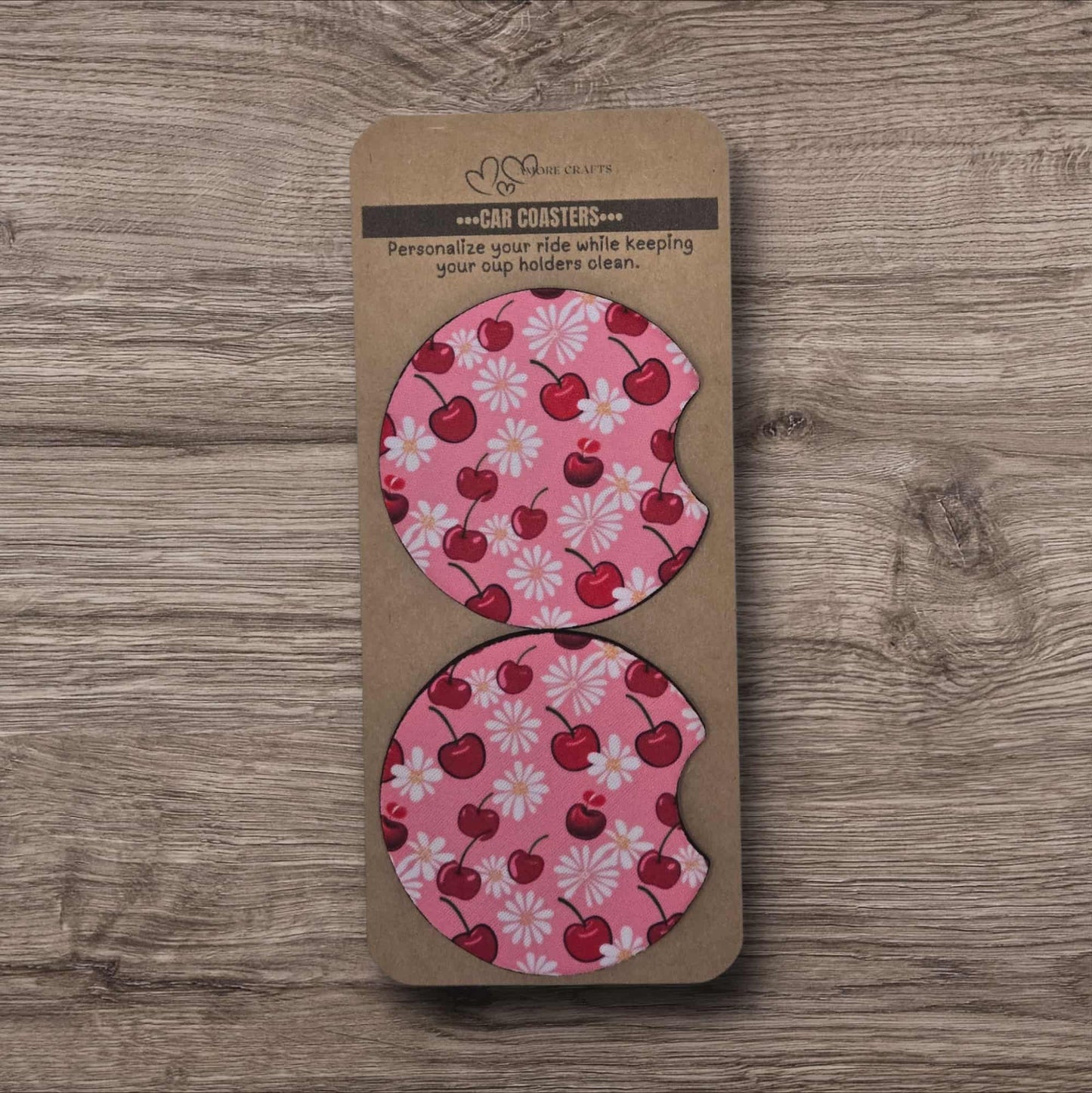 Car Coasters - Cherries & Daisies