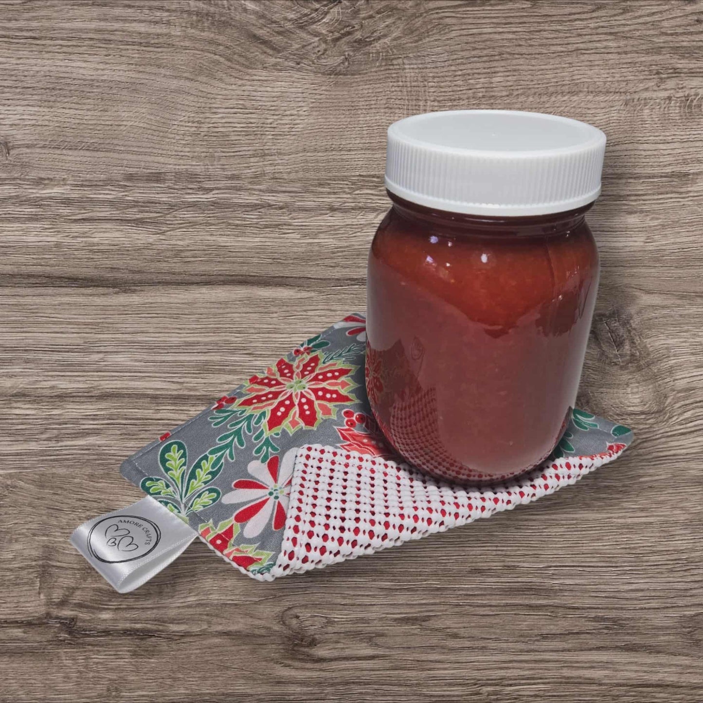 Jar Opener - Christmas Poinsettias on Gray