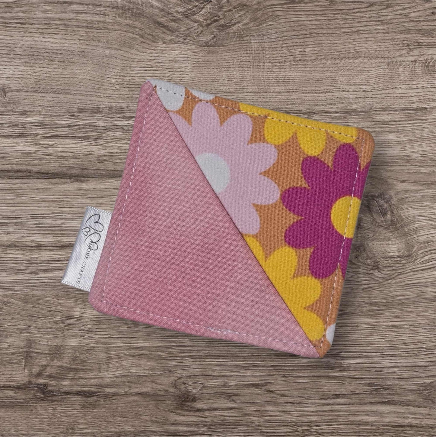 Corner Fabric Bookmark - Flower Power, Pink
