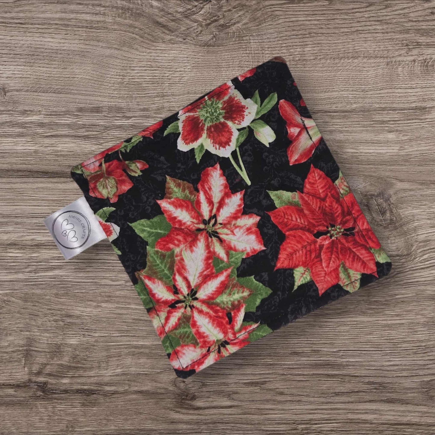 Jar Opener - Christmas Poinsettias on Black