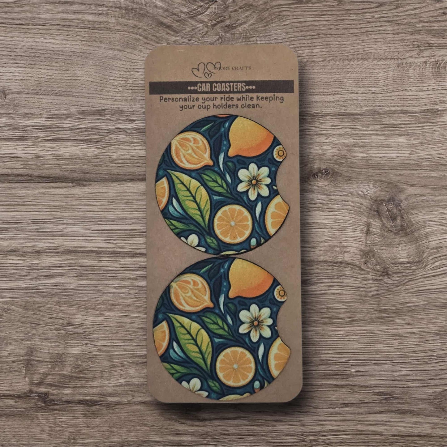 Car Coasters - Oranges & Blooms