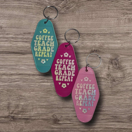 Sassy Motel Keychain - Coffee Teach Grade Repeat