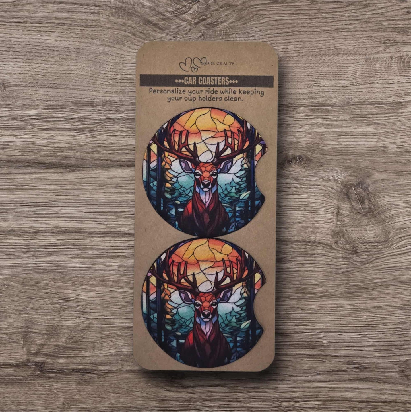 Car Coasters - Stained Glass Deer