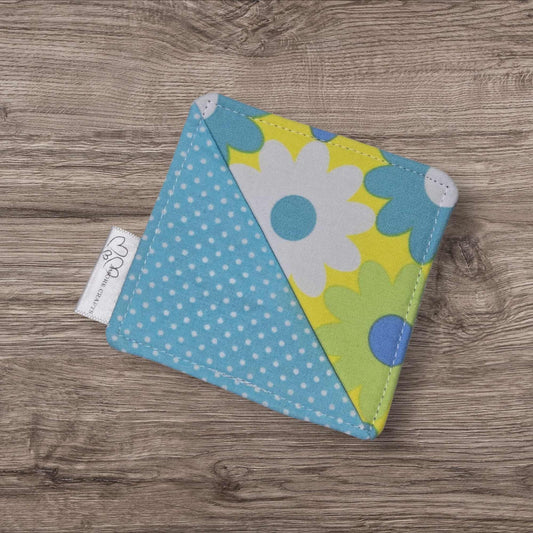 Corner Fabric Bookmark - Flower Power, Blue