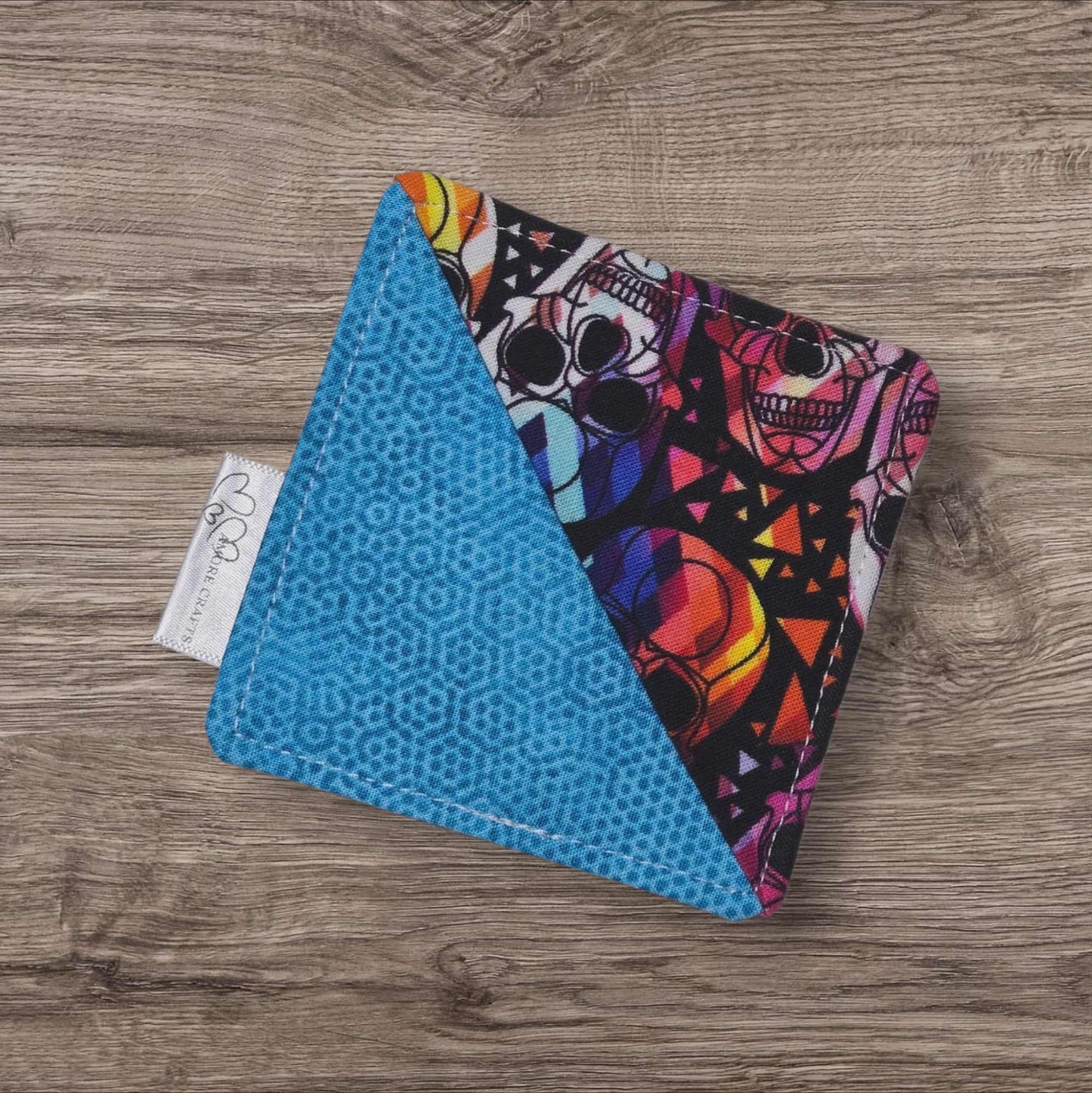 Fabric Corner Bookmark - Skulls on Black