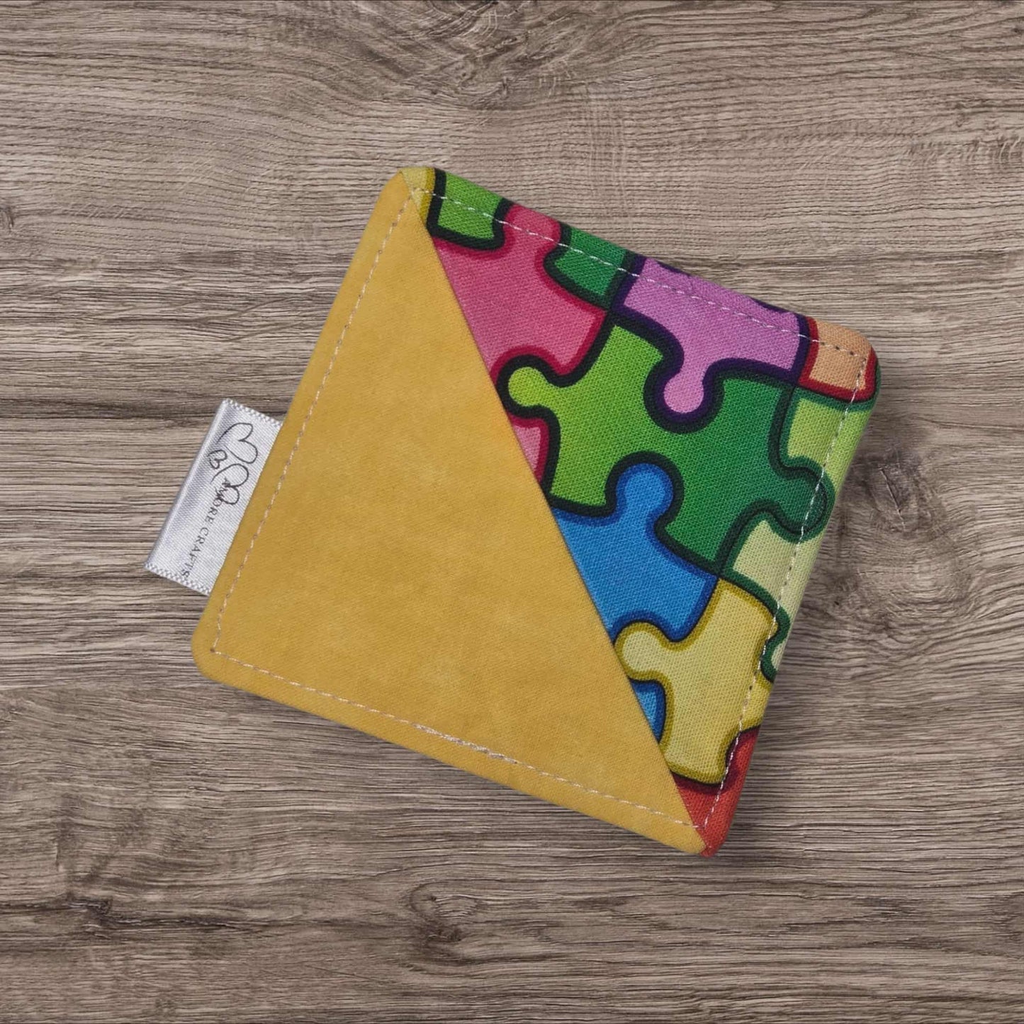 Fabric Corner Bookmark - Puzzle, Yellow