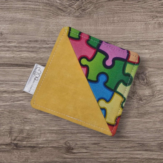Fabric Corner Bookmark - Puzzle, Yellow