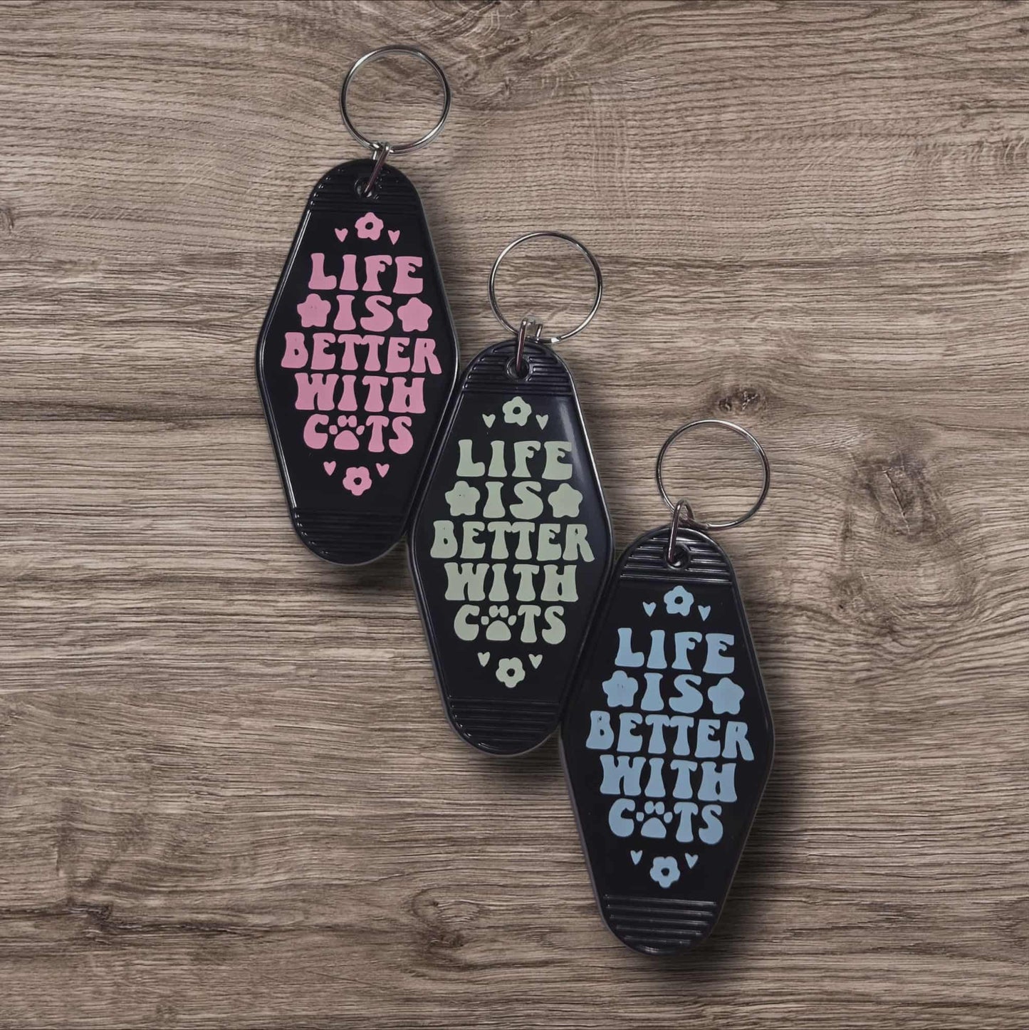 Sassy Motel Keychain - Life is Better with Cats