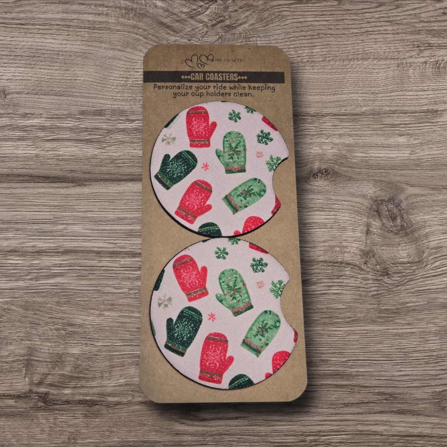 Car Coasters - Christmas Mittens