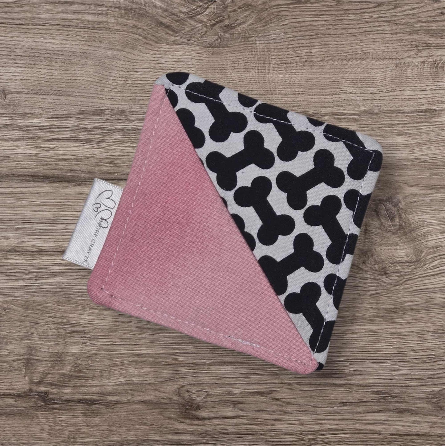 Corner Fabric Bookmark - Dog Bones, Pink