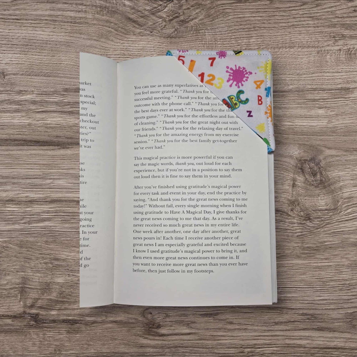 Corner Fabric Bookmark -ABC, Blue