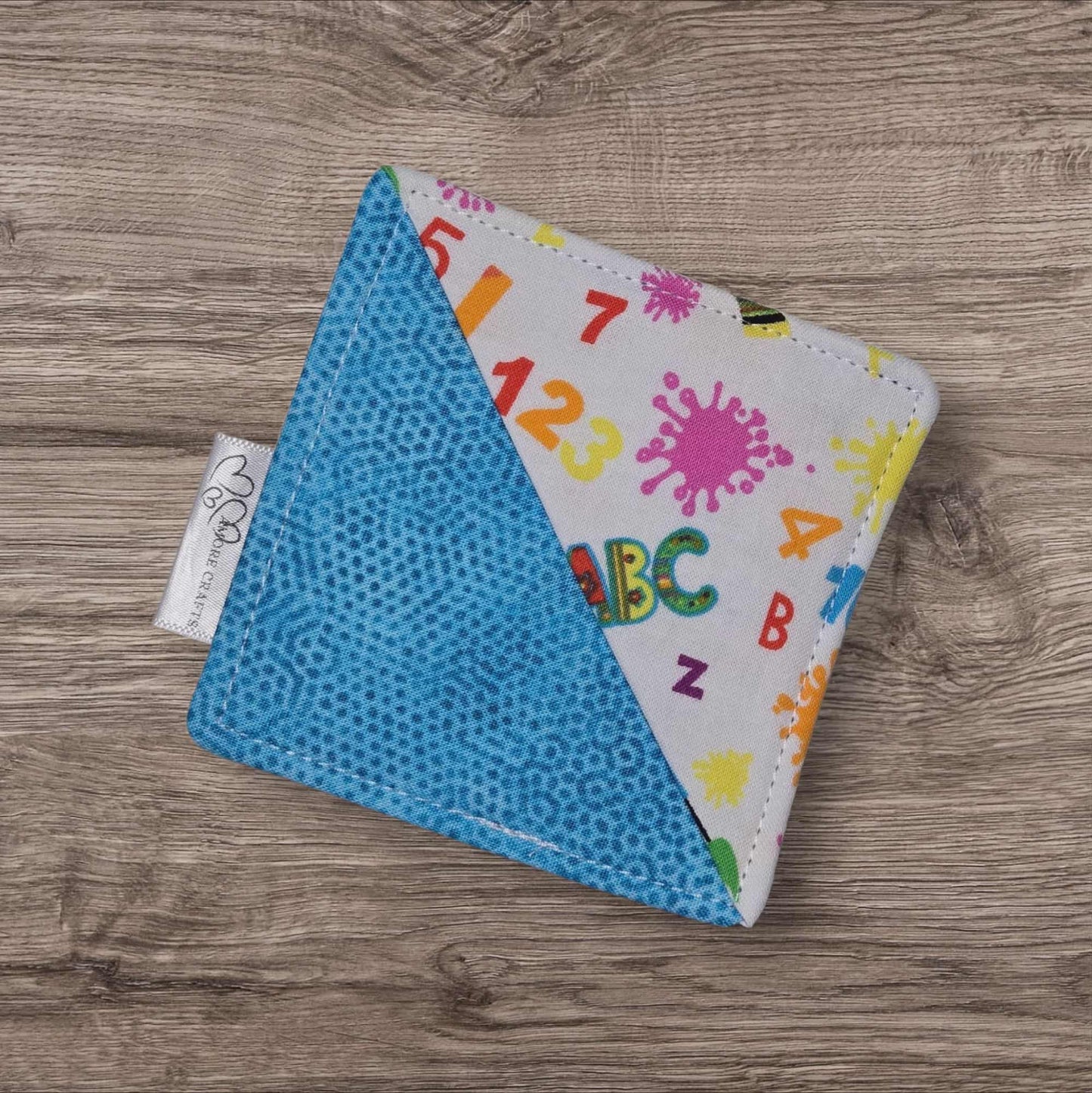Corner Fabric Bookmark -ABC, Blue