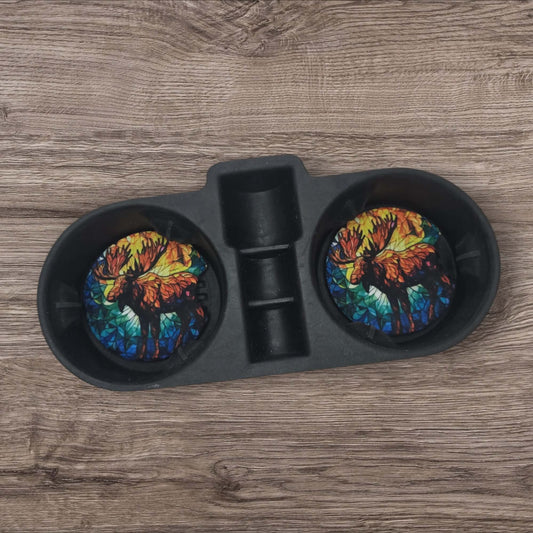 Car Coasters - Stained Glass Moose