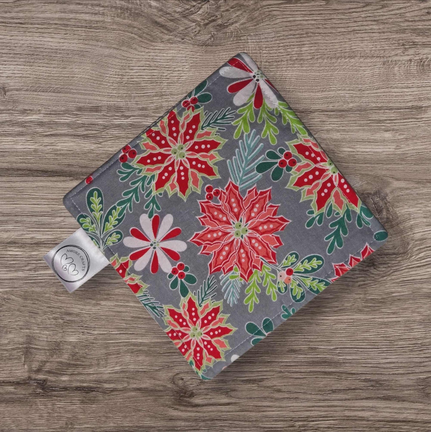 Jar Opener - Christmas Poinsettias on Gray