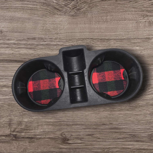Car Coasters - Christmas Red & Green Buffalo Plaid