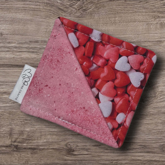 Corner Fabric Bookmark - Cinnamon Hearts